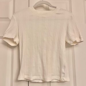 Zara White Ribbed Tee